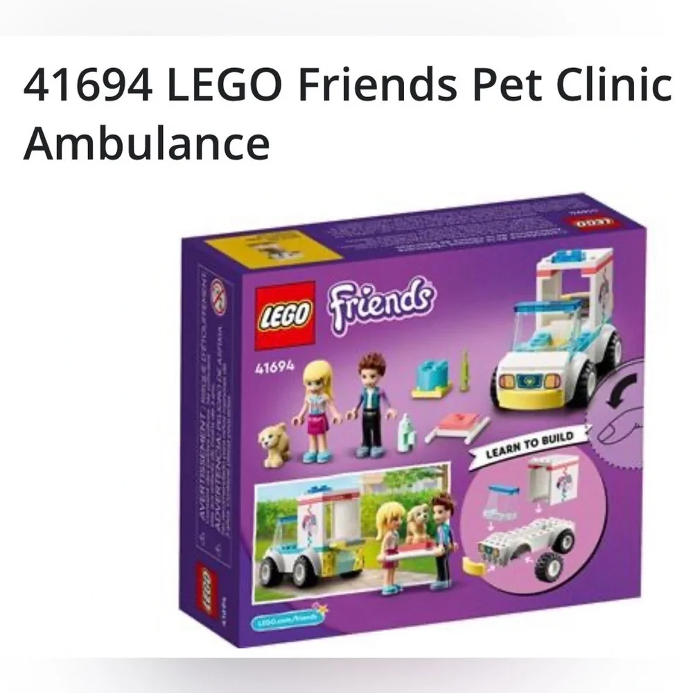 Lego friends pet clinic ambulance set 41694 new in sealed package 54 pieces rare